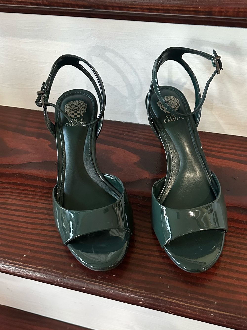 Vince Camuto deep green Patent Ankle-Strap Heels